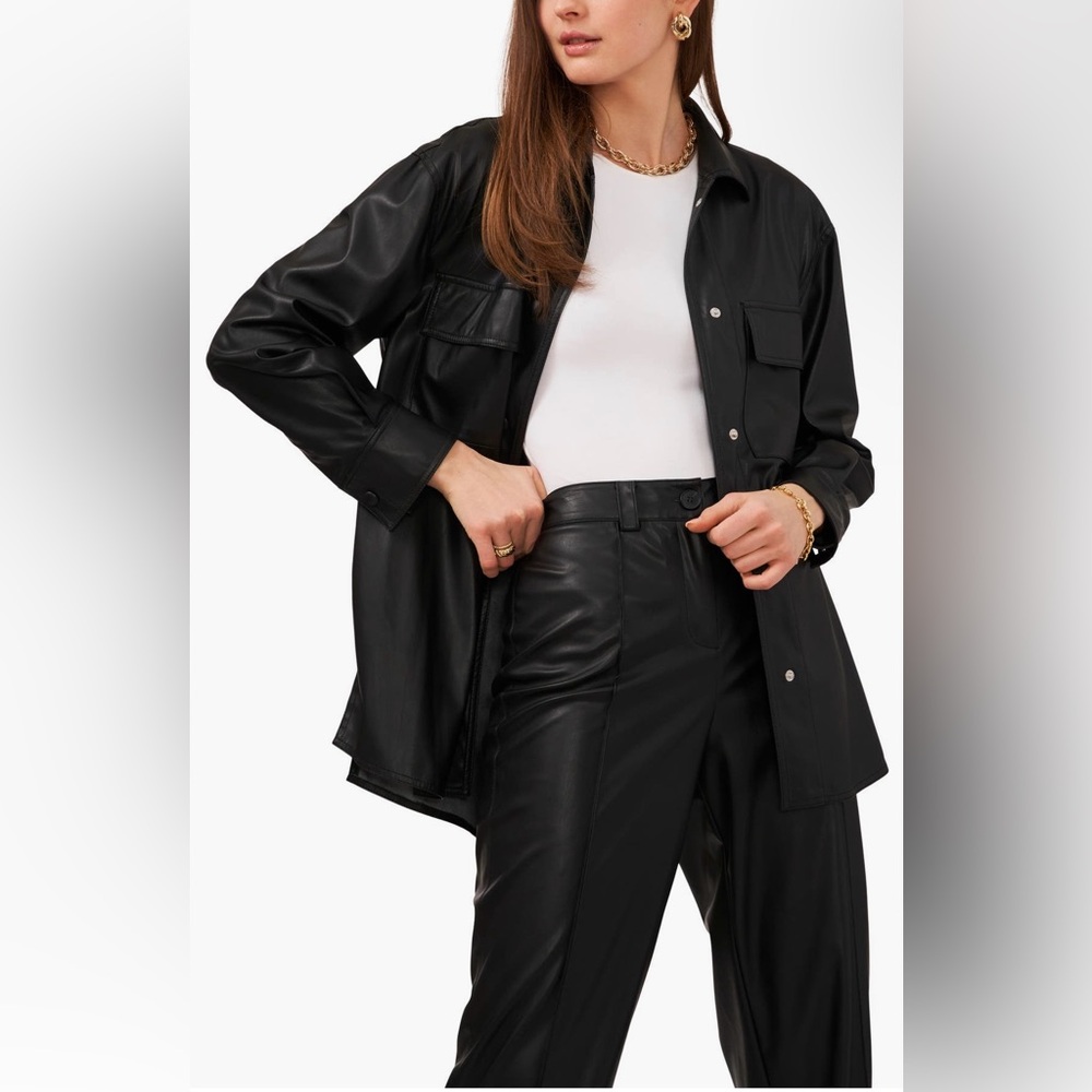 Vince Camuto Faux Leather Shirt Jacket
